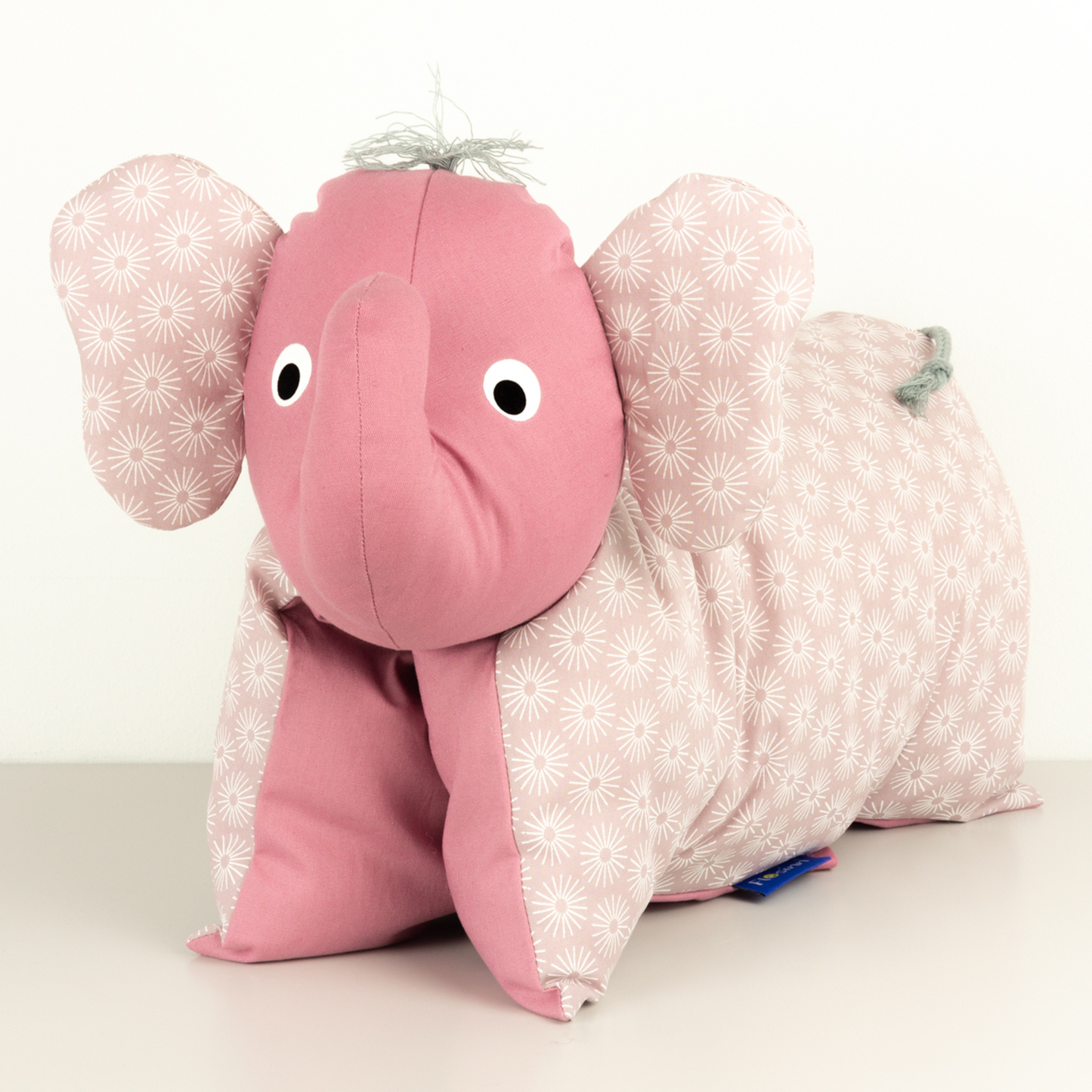 Kuscheltier / Kissen Elefant Rosé Blumen - Puder