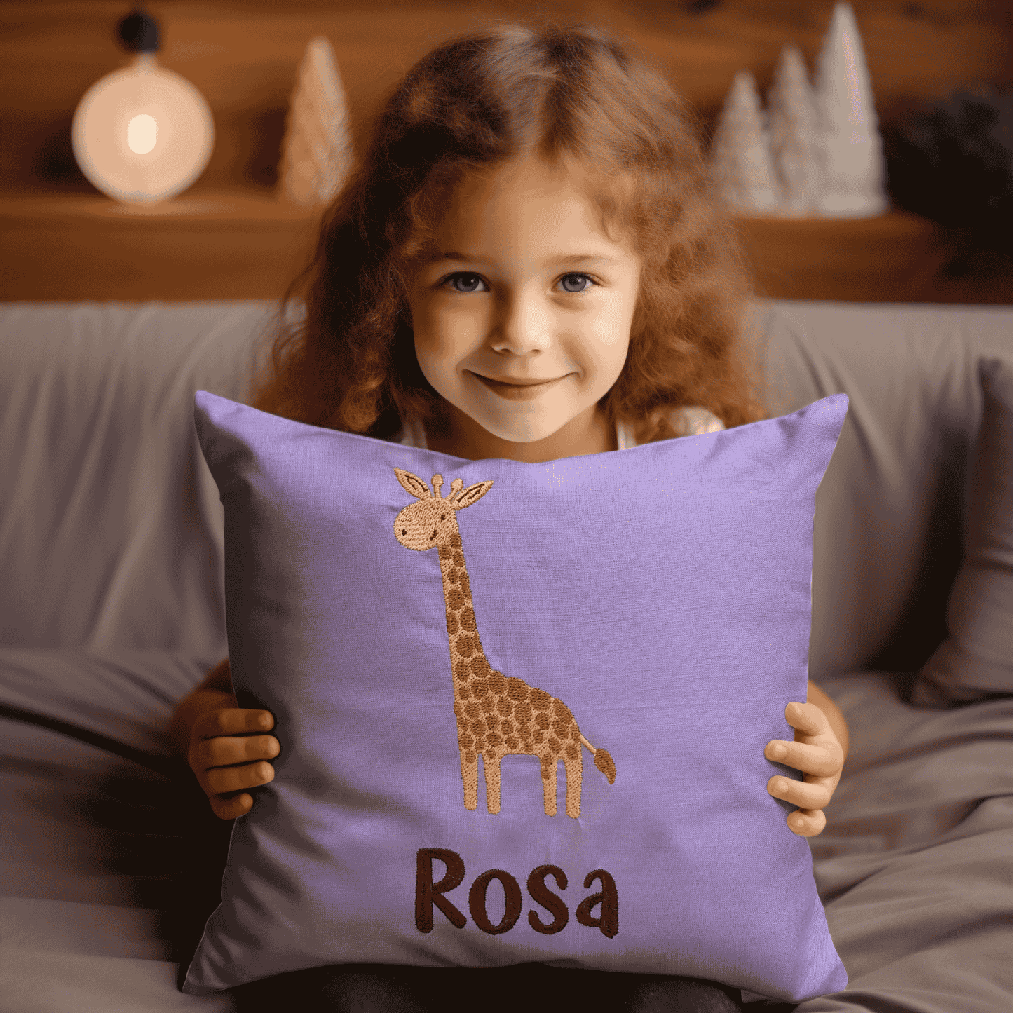 Handgemachtes & Personalisiertes Kissen mit Giraffe