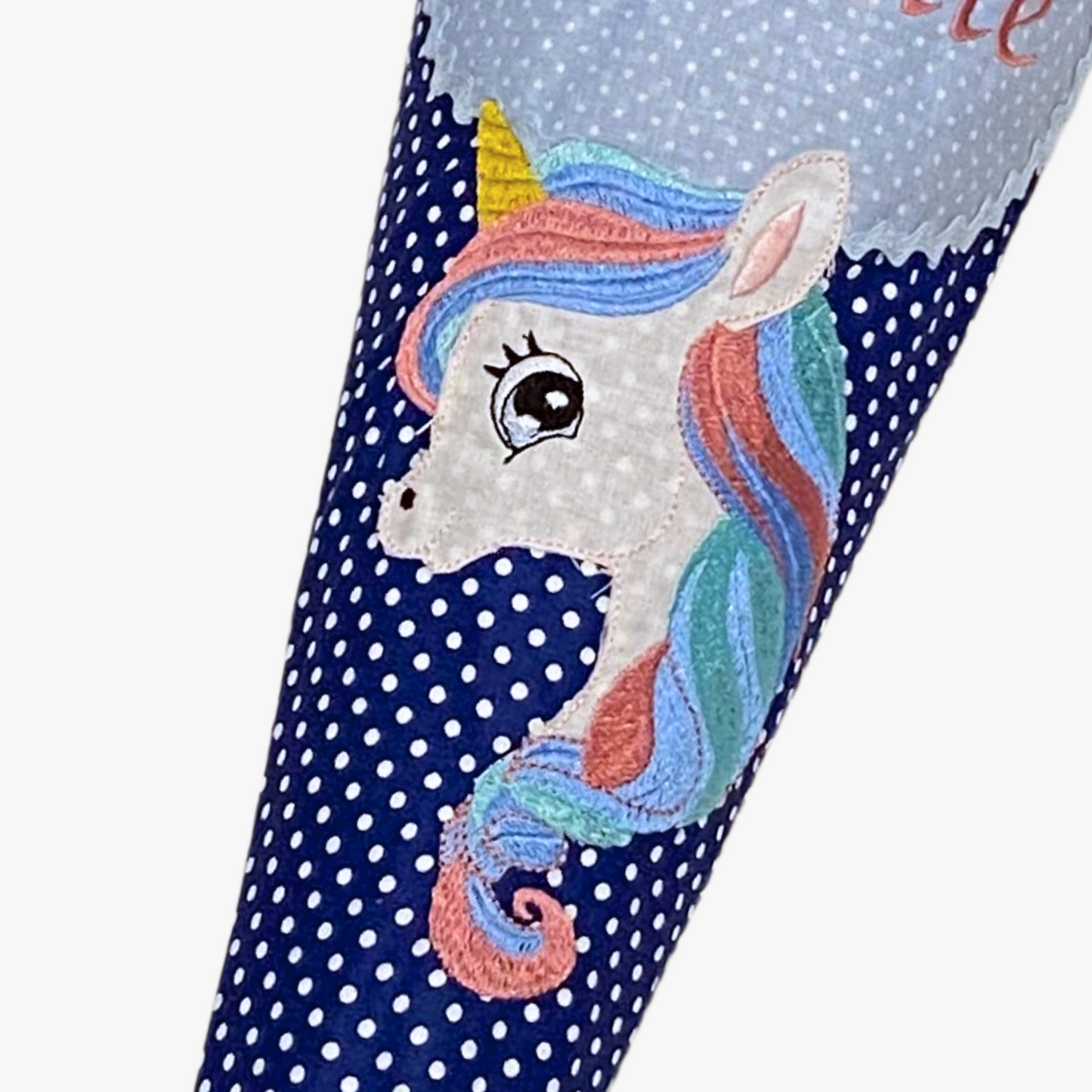 Handgemachte & Personalisierte Schultüte aus Stoff mit Einhorn
