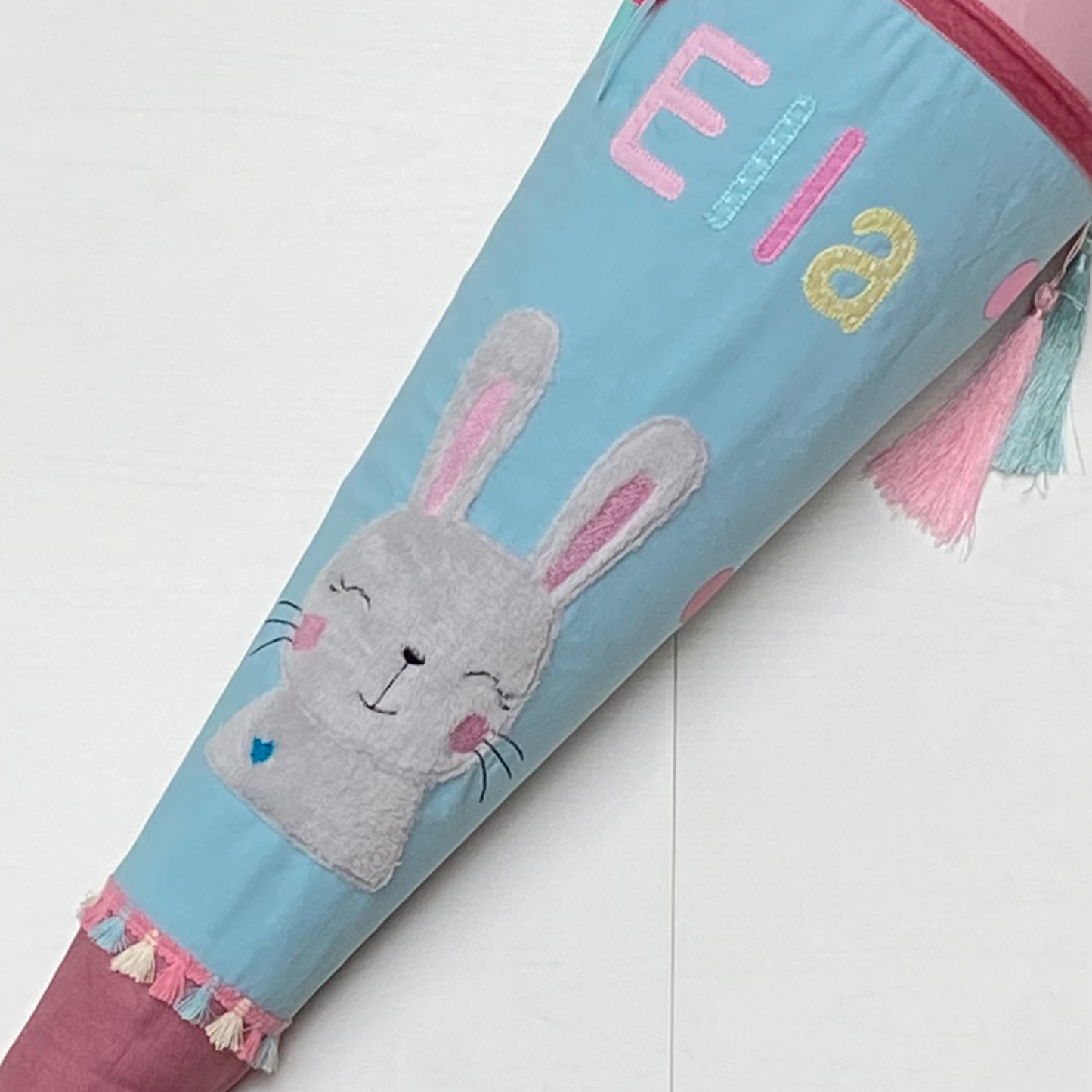 Handgemachte & Personalisierte Schultüte aus Stoff mit Hase