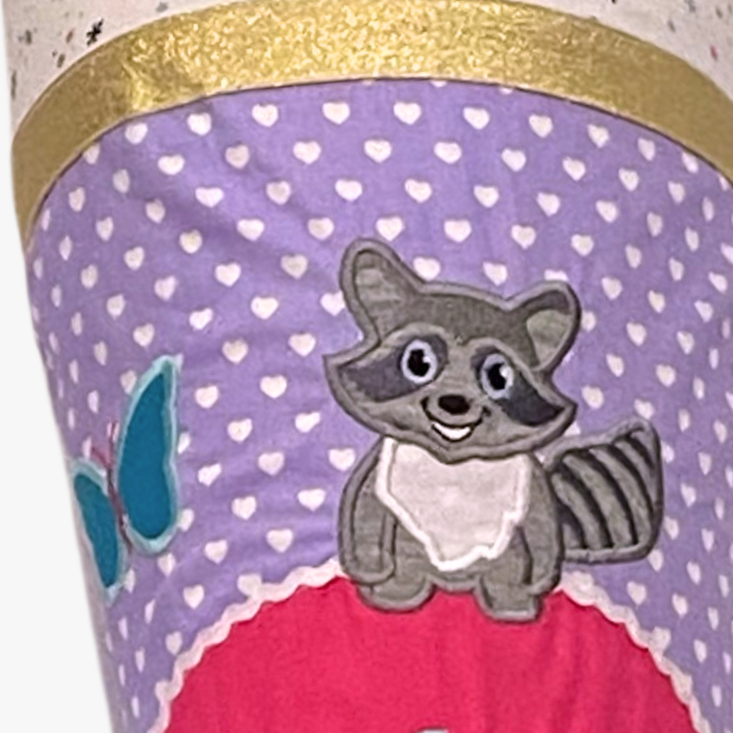 Handgemachte & Personalisierte Schultüte aus Stoff mit Fuchs & Waschbär