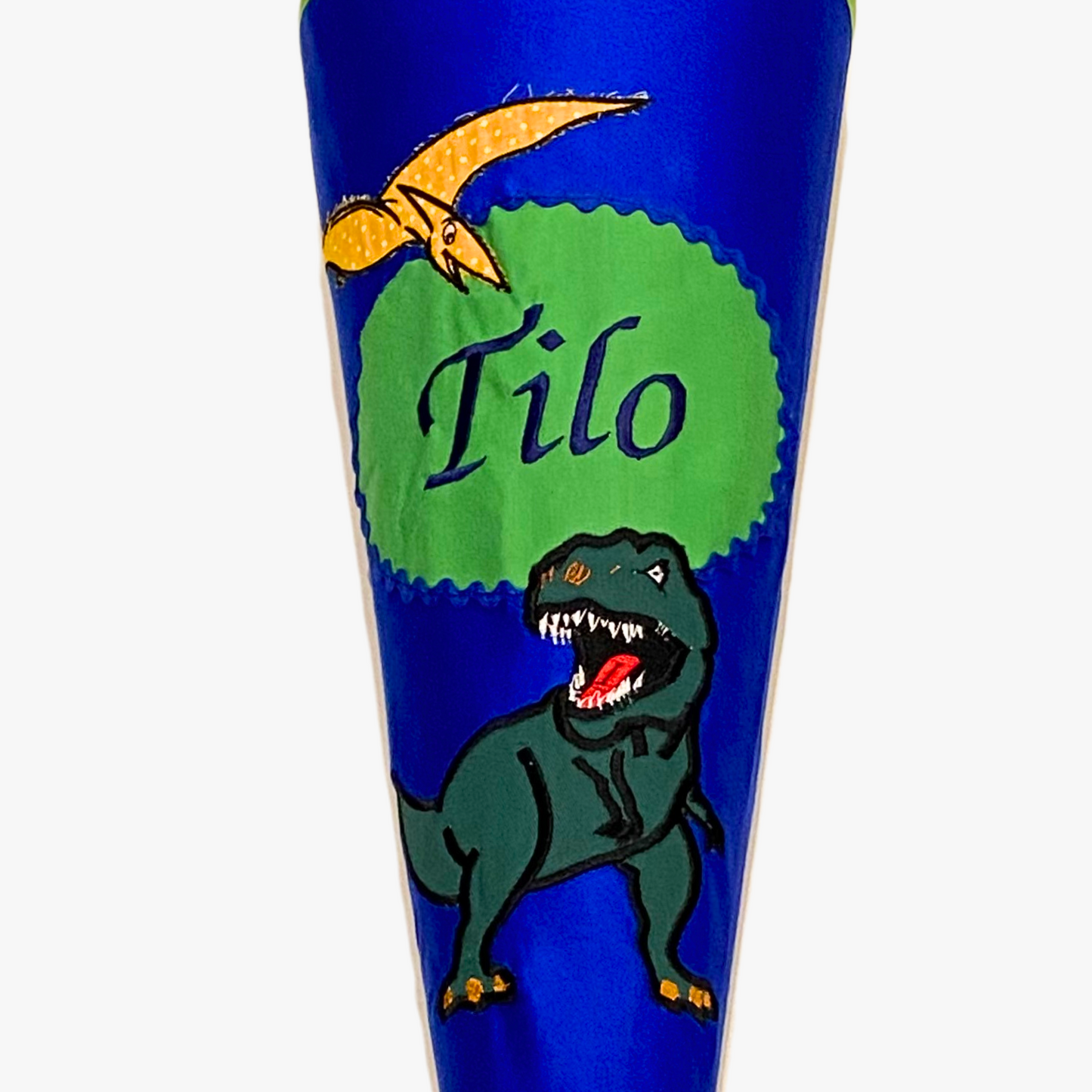 Handgemachte & Personalisierte Schultüte aus Stoff mit Dinosaurier