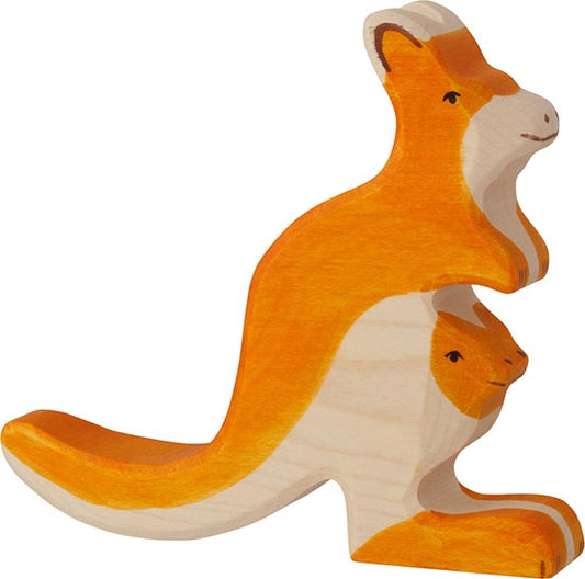 Holztiger Känguru mit Jungem