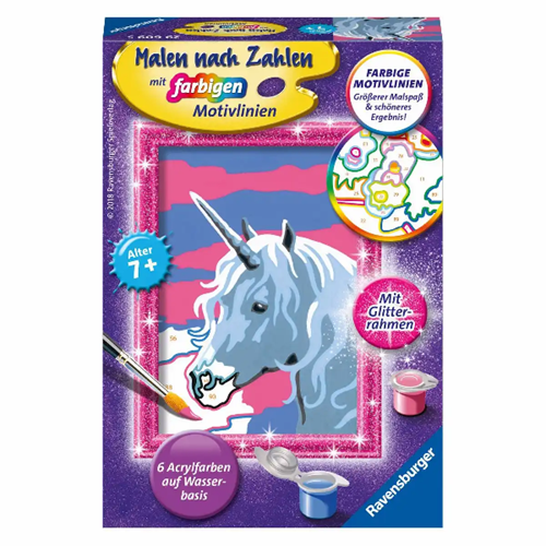 Malen nach Zahlen Einhorn (mit Glitterrahmen)