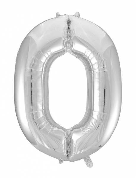 Folienballon Zahl "0" ca.100 cm, Silber