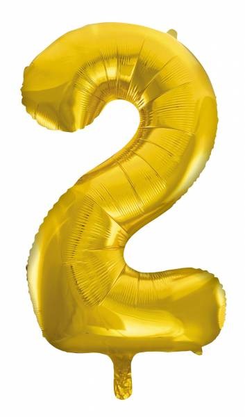 Folienballon Zahl "2" ca.100 cm, Gold