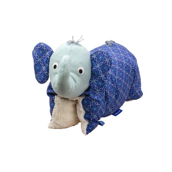 Kuscheltier / Kissen Elefant Blau-Teddy BIO