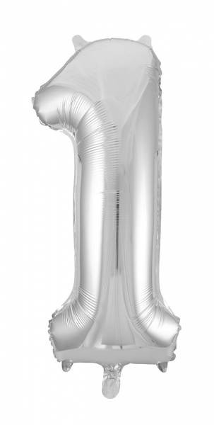 Folienballon Zahl "1" ca.100 cm, Silber